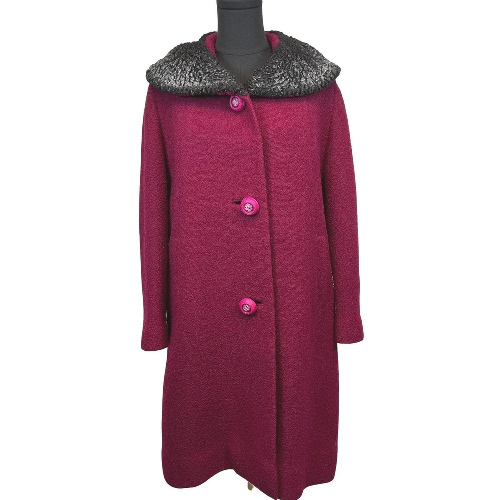 Vintage Craighleigh Womens Wool Blend Coat Faux Fur Collar‎ Midcentury Mrs.Mazel